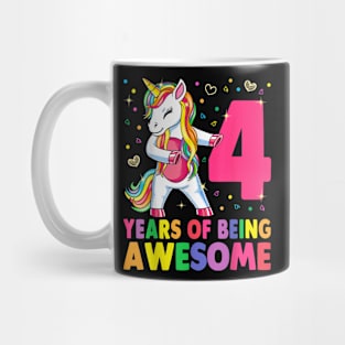 4 Years Old Unicorn Flossing 4Th Birthday Girl Unicorn Party Mug